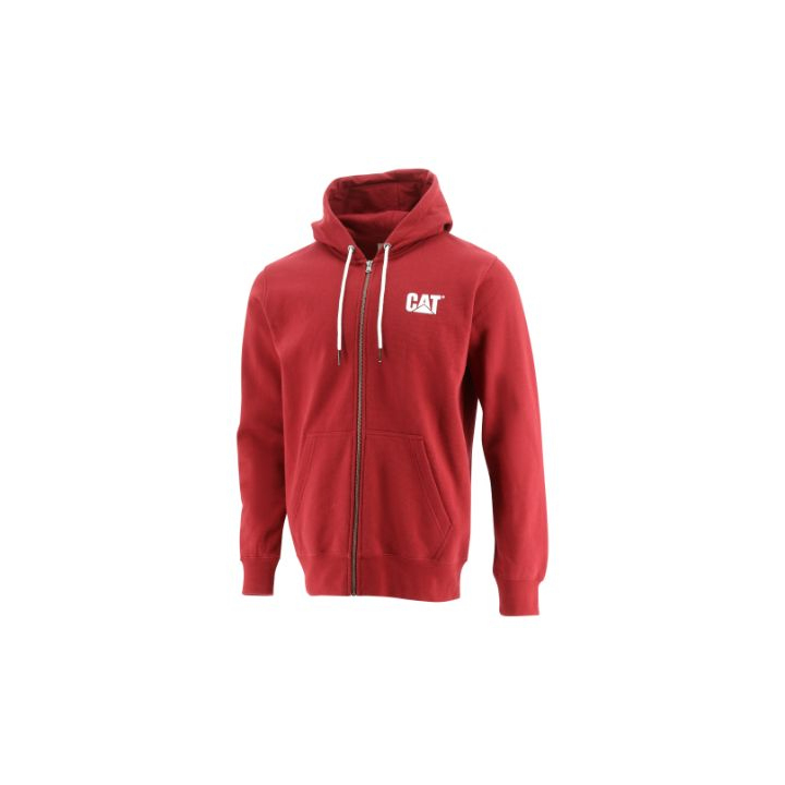 Caterpillar Foundation Fz Dm Hooded Sweatshirt Philippines - Mens Hoodies - Dark Red 84016XRKB